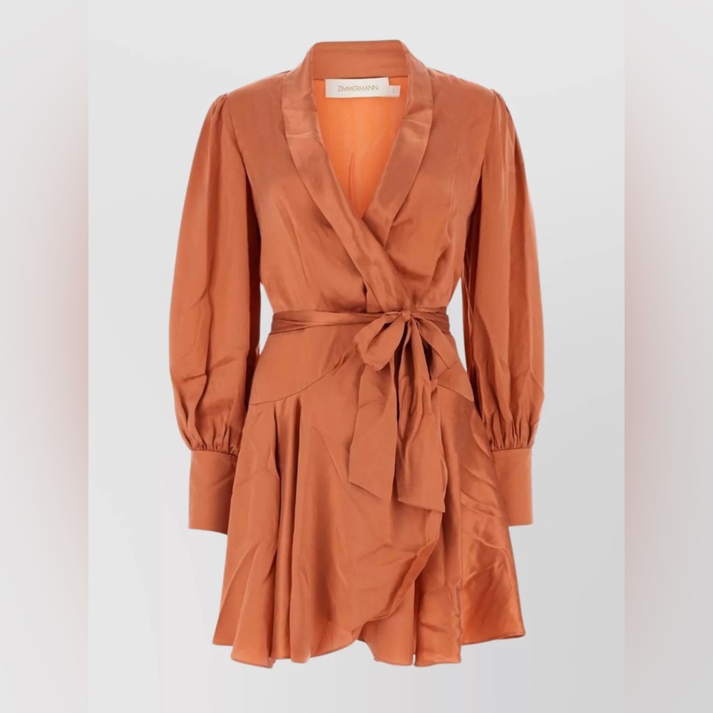 Zimmermann silk wrap dress (rust) (size 2)